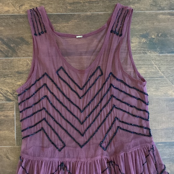 Free People - Beaded Slip Dress - Wine - M - Picture 2 of 14